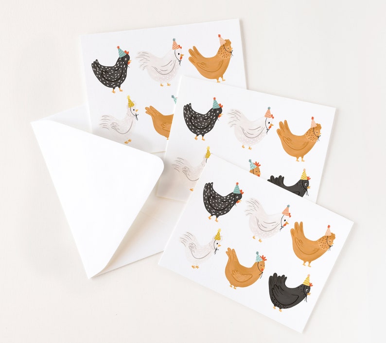 Birthday Chickens Card : Illustrated Birthday Cards with Party Chickens, image 2