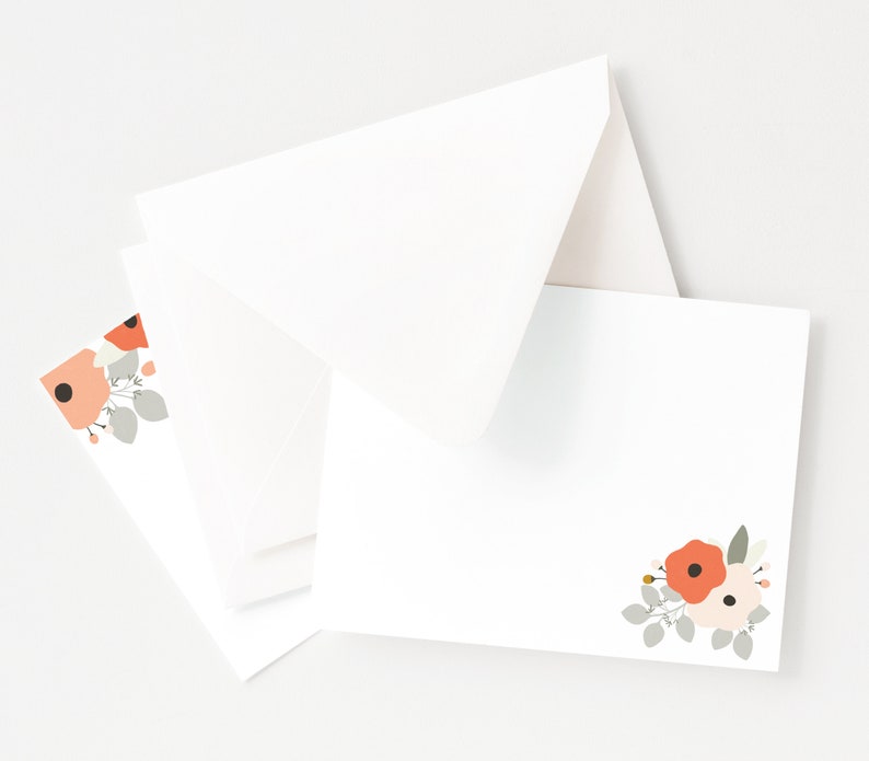 Bouquet Personalized Stationery Set Illustrated Floral Etsy