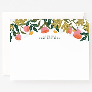 Flora Personalized Flat Card Set of 12 | Custom Stationery Cards with Modern Florals