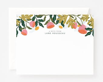 Flora Personalized Flat Card Set of 12 | Custom Stationery Cards with Modern Florals