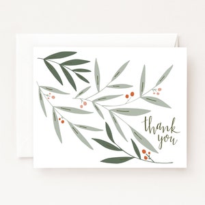 Field Thank You Card, Botanical Thank You Cards Single Card of Set of 8