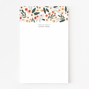 Personalized Notepad with Hand Illustrated Abstract Florals Blush Field Custom Notepad Stationery image 1