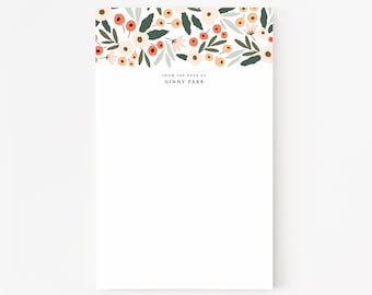 Personalized Notepad with Hand Illustrated Abstract Florals | Blush Field Custom Notepad Stationery