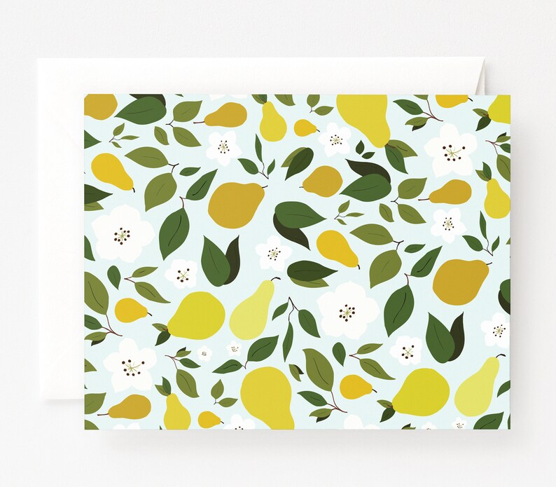 Illustrated Pears Notecard Set of 8 Stationery Cards with | Etsy