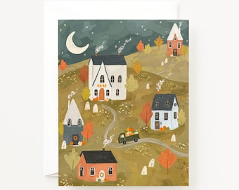 Halloween Slope Halloween Card | Illustrated Halloween Greeting Card Single or Set