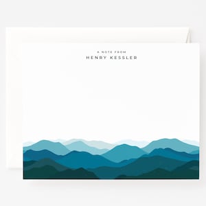 Appalachians Personalized Flat Card Set of 12 | Illustrated Blue Ridge Mountains Stationery Set, Gender Neutral Notecards