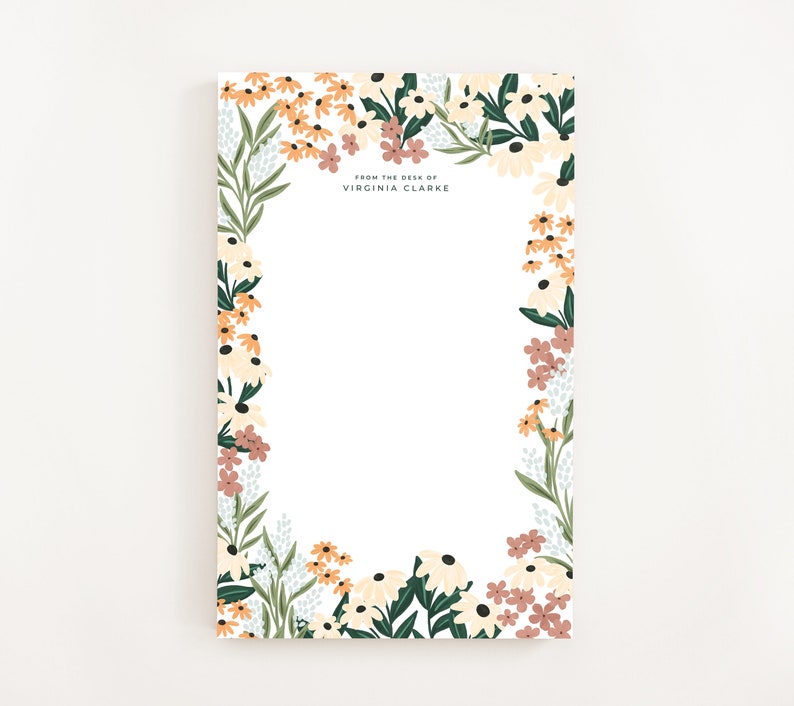 Personalized Notepad: Wildflower Illustrated Custom Stationery Notepad, Letter Writing Stationery image 1