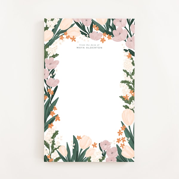 Personalized Notepad: First Bloom Illustrated Custom Stationery Notepad, Letter Writing Stationery