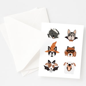 Dogoween Halloween Card Illustrated Pup Halloween Costume Greeting Card Set of 8 or Single Card image 2