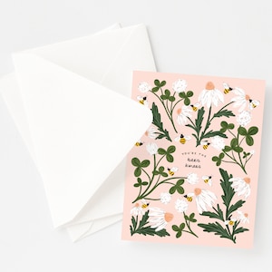 You're the Bee's Knees Greeting Card : Clover and Bee Blank Greeting Cards, Thank You and Love Card image 2