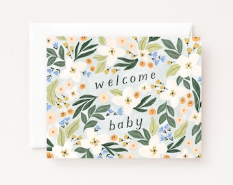 Tarjeta de bienvenida al bebé Morning Blooms