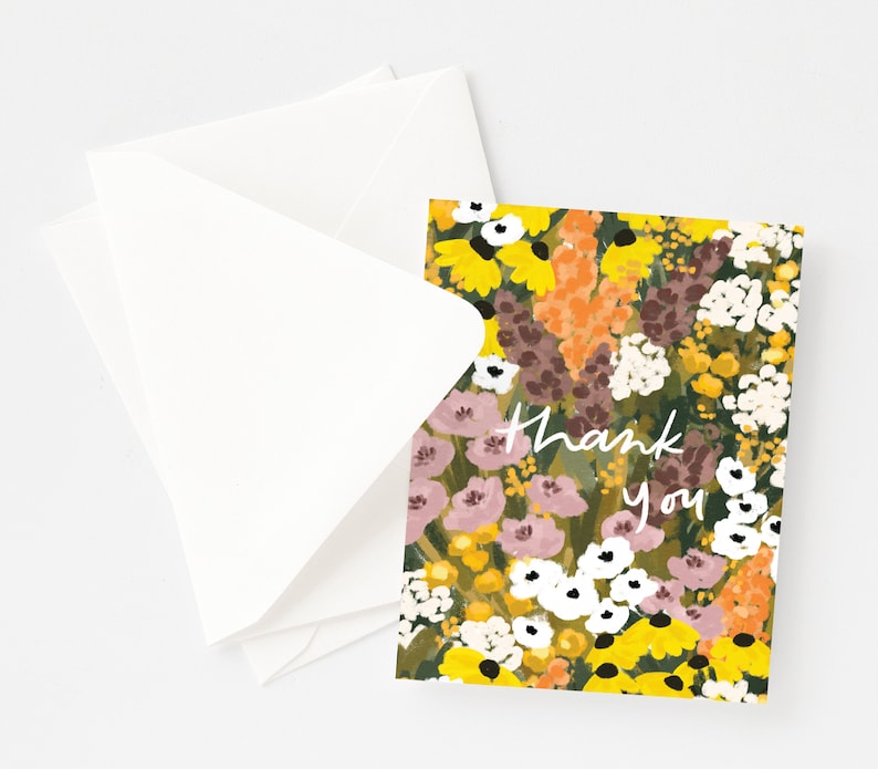 Prairie Thank You Cards : Prairie Thank You Greeting Card or Greeting Card Set with Floral Prairie Field image 2