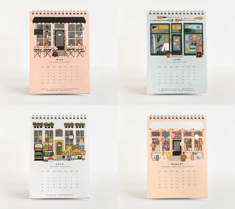 The 2023 Shops & Markets Calendar Illustrated 12 Month Desk Etsy Canada