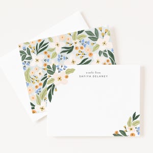 Jeu de cartes plates personnalisées Fleurs du matin : cartes de papeterie personnalisées illustrées
