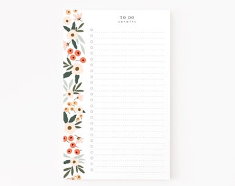 Blush Field To Do Notepad | Hand Illustrated Floral Daily Planner To Do List Pad