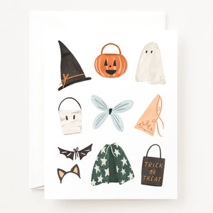 Disfraces de Halloween Tarjeta de Halloween / Tarjeta de felicitación de Halloween ilustrada, individual o en juego
