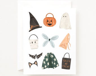 Halloween Costumes Halloween Card | Illustrated Halloween Greeting Card Single or Set