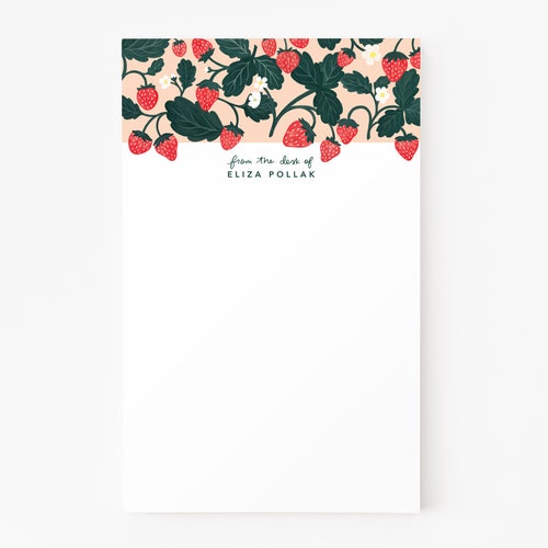 Strawberry Personalized Notepad Custom Stationery Notepads Etsy