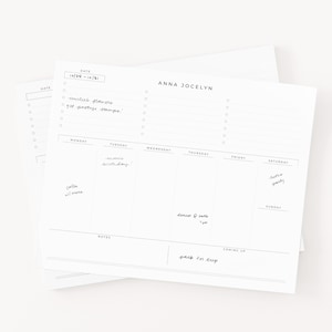 Personalized Weekly Desk Pad : Custom Weekly To Do Notepad with Calendar and To Do List, Minimalist Personalized Weekly Planner Stationery image 2