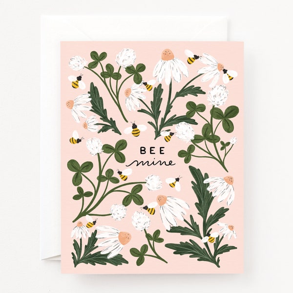 Valentine's Day Cards : Bee Mine Valentine's Card Set, Bee Be Mine Cards Set of 8 or Single Greeting Card