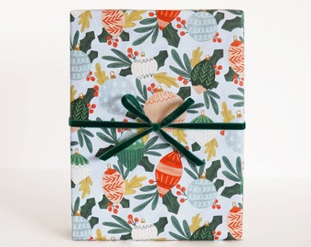 Christmas Baubles Holiday Wrapping Paper, Set of 3
