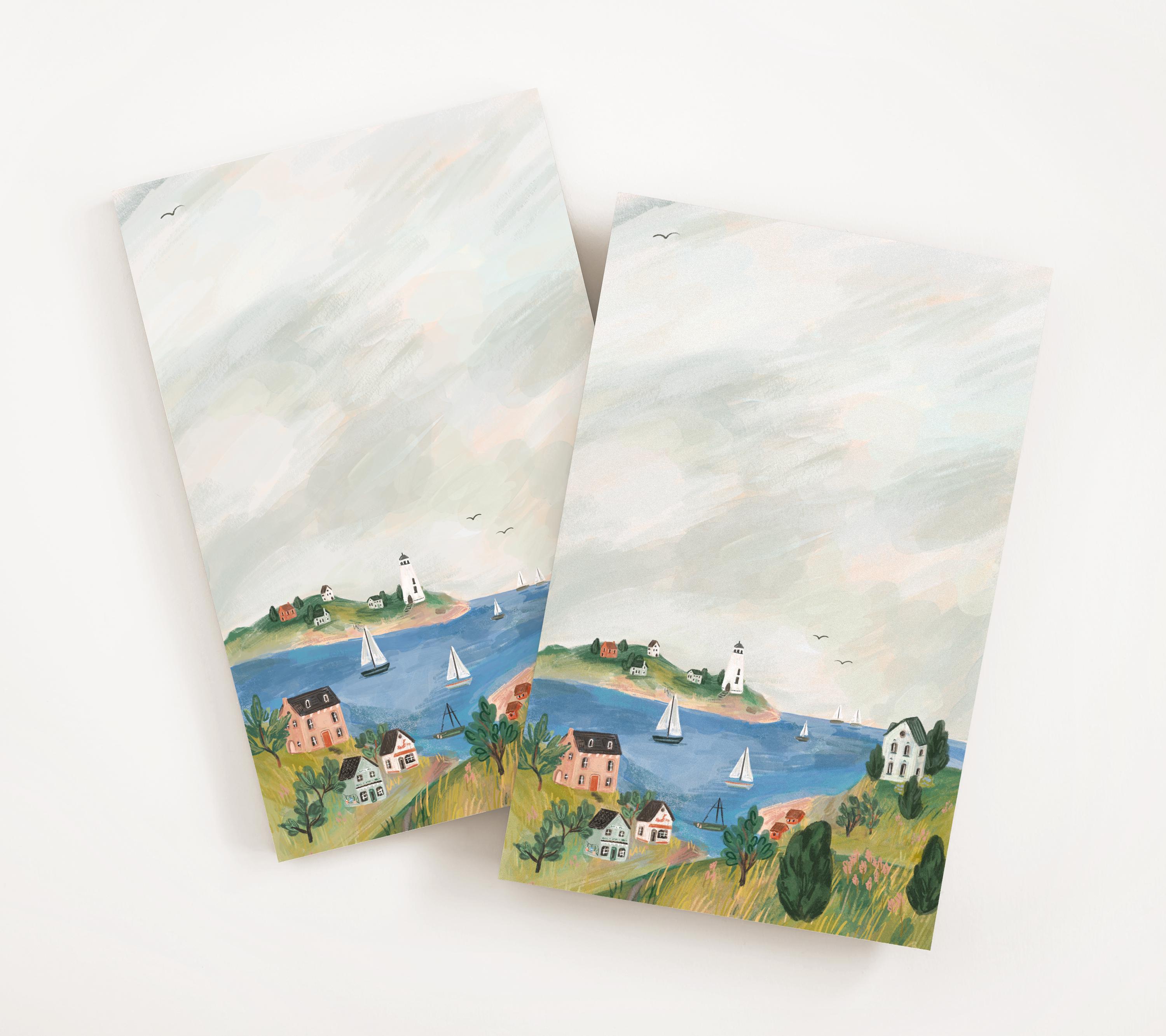 Notepad Slop Seaside Slope Notepad | Large Illustrated Coastal Landscape List Pad - Etsy