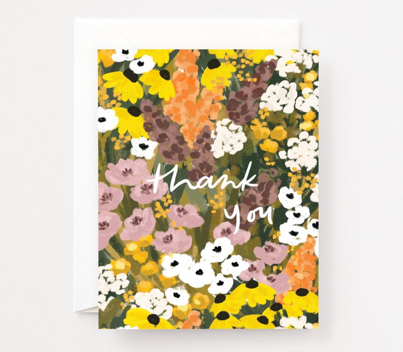 Prairie Thank You Cards : Prairie Thank You Greeting Card or Greeting Card Set with Floral Prairie Field image 1