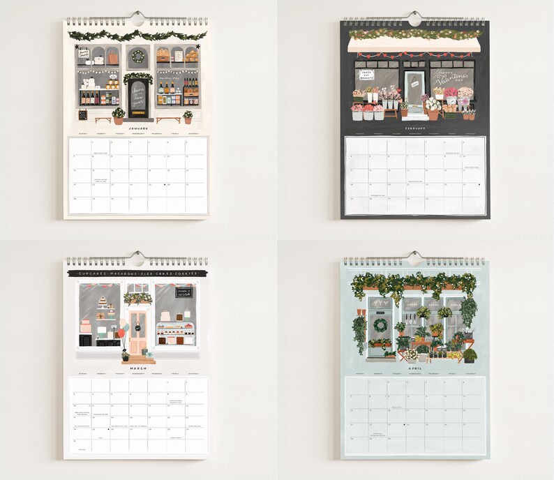 2024 Shops & Markets Calendar : Monthly Calendar, Illustrated Wall Calendar for Hanging image 3