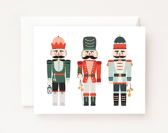 Set of 8 Christmas Cards: Christmas Nutcrackers Holiday Card Set, Folded Blank Greeting Cards