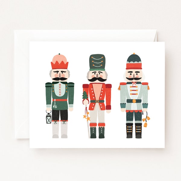 Set of 8 Christmas Cards: Christmas Nutcrackers Holiday Card Set, Folded Blank Greeting Cards