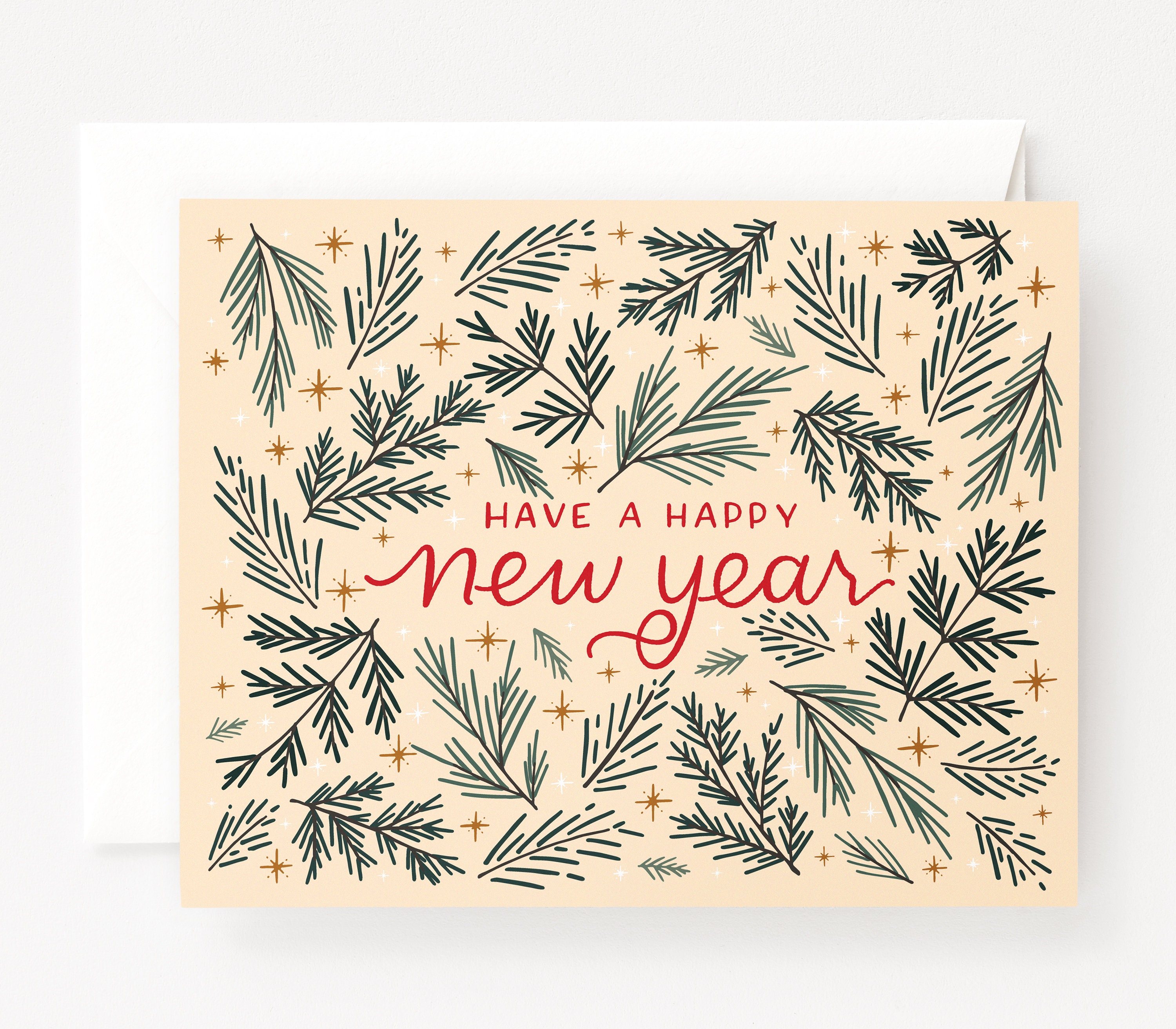 Happy New Year Cards Winter New Year Holiday Card Set of 8
