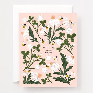 You're the Bee's Knees Greeting Card : Clover and Bee Blank Greeting Cards, Thank You and Love Card image 1