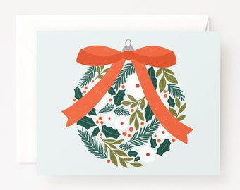 Floral Ornament Christmas Cards Set of 8 | Hand Illustrated Boxed Holiday Card Set
