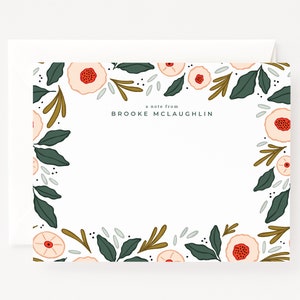 Marisol Blooms Personalisiertes Flat Card Set | Illustriertes Personalisiertes Briefpapier Set