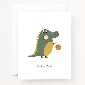 Trick or Treat Halloween Cards | Illustrated Trick or Treater Halloween Costume Greeting Card Set of 8 or Individual Halloween Card