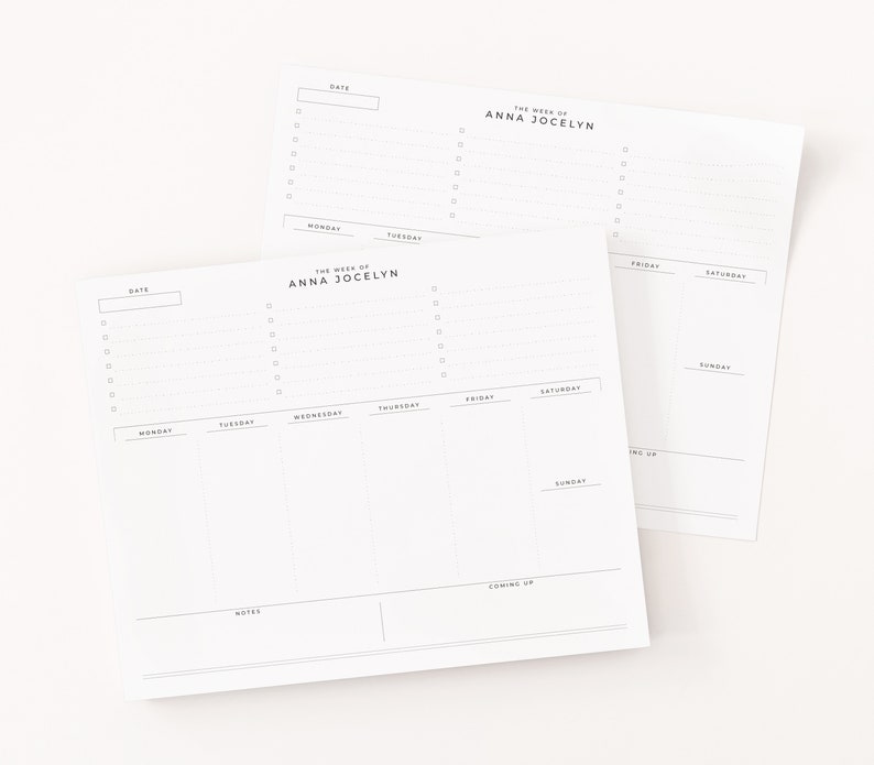 Personalized Weekly Desk Pad : Custom Weekly To Do Notepad with Calendar and To Do List, Minimalist Personalized Weekly Planner Stationery image 3