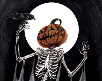 The Pumpkin Princess 5" x 7" Watercolor Print