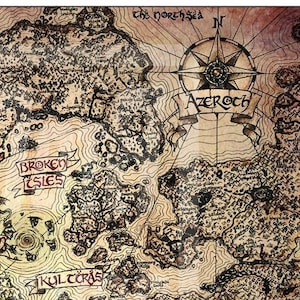11 "x 17" Vintage Azeroth Weltkarte Druck