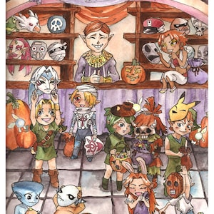 A Very Zelda Halloween 8.5&quot; x 11&quot; Watercolor Print