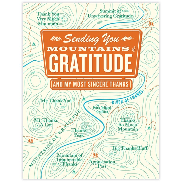 Mountains of Gratitude Map Thank You Card