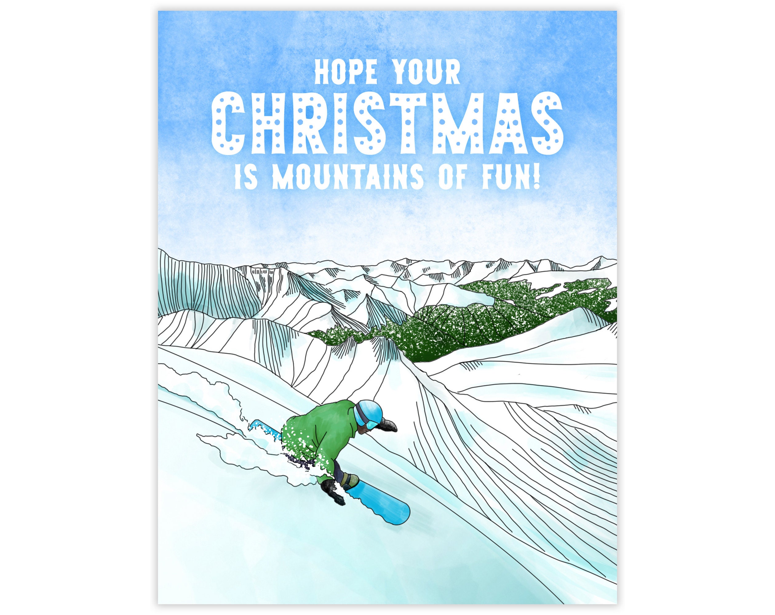 Snowboard Christmas Card Etsy