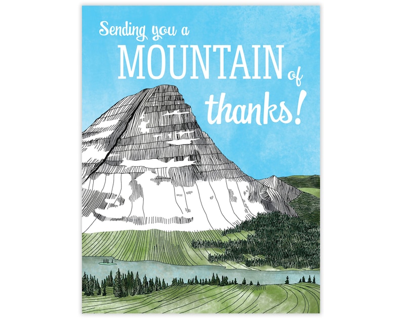 Mountain of Thanks Thank You Card - Etsy