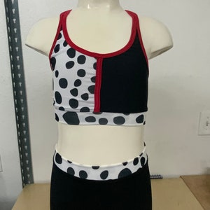 2-delige Cruella-geïnspireerde gymnastiek-/cheer-/dansshortset