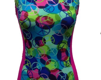 Colorful Peace signs Gymnastics leotard