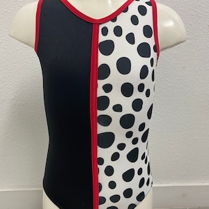 Cruella inspired gymnastics leotard
