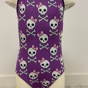 Skullie Halloween gymnastics leotard for girls