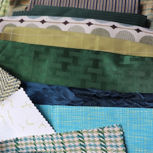 Large Green Upholstery Remnants/Upholstery Pieces/Lot of 11