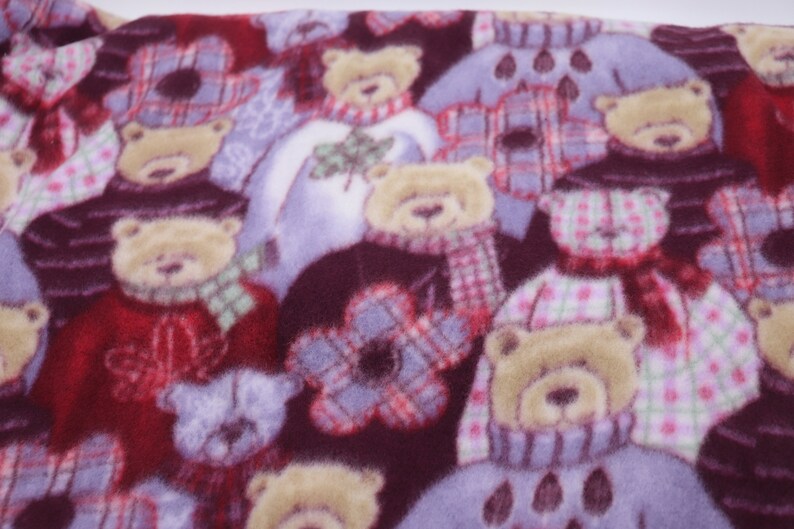 Purple Teddy Bear Kid's Fleece Fabric/burgundy Teddy Children's Fleece