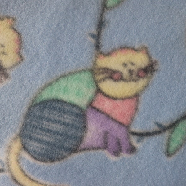 Blue Kitty Fabric Etsy