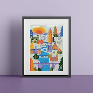 Spokane Washington Printable | Spokane Kunst | PNW City Skyline